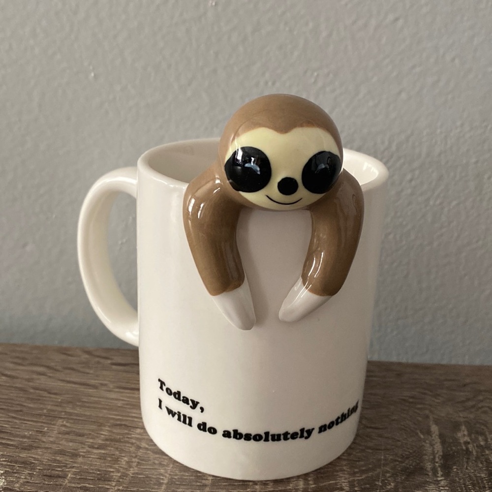 Sloth Mug Labeled "Today, I will do absolutely nothing."